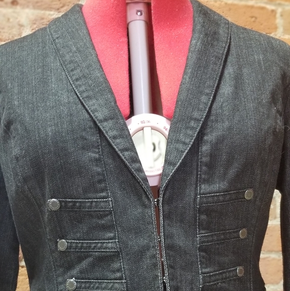 New York & Company black denim fitted jacket - Picture 7 of 7